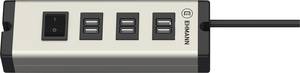ALU USB-STECKERLEISTE 6-fach USB-Lader max.7,2 A mit 3m-Zuleitung 0601x09032033